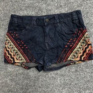 BDG Denim Shorts Womens Size 27 Dark Wash Southwestern Embroidered Boho Festival
